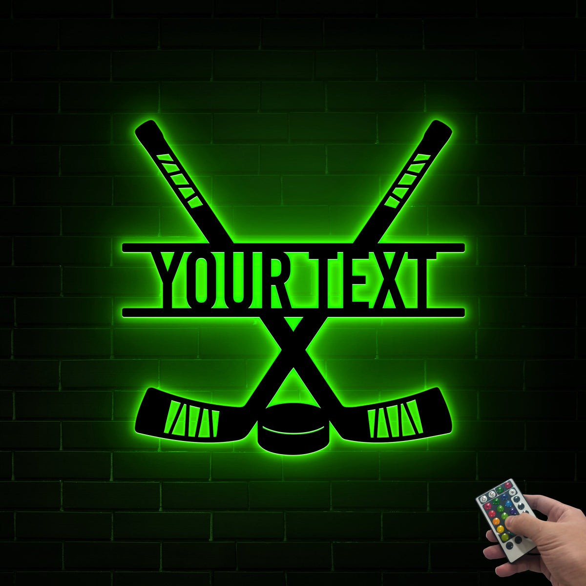 Custom Hockey Sticks Metal Sign with LED Lights, Hockey Room Decor