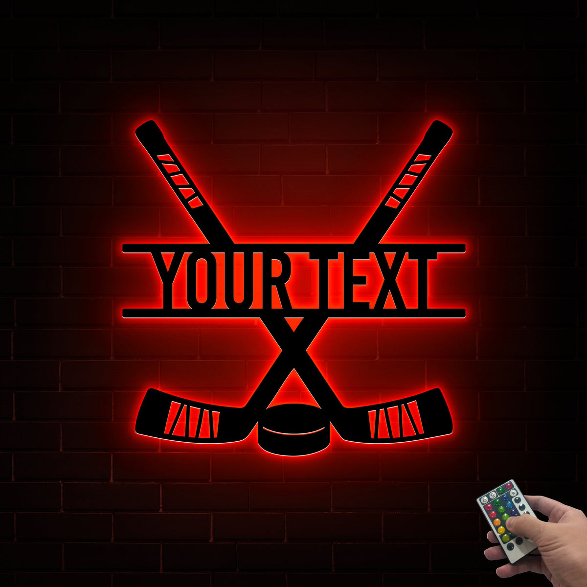 Custom Hockey Sticks Metal Sign with LED Lights, Hockey Room Decor
