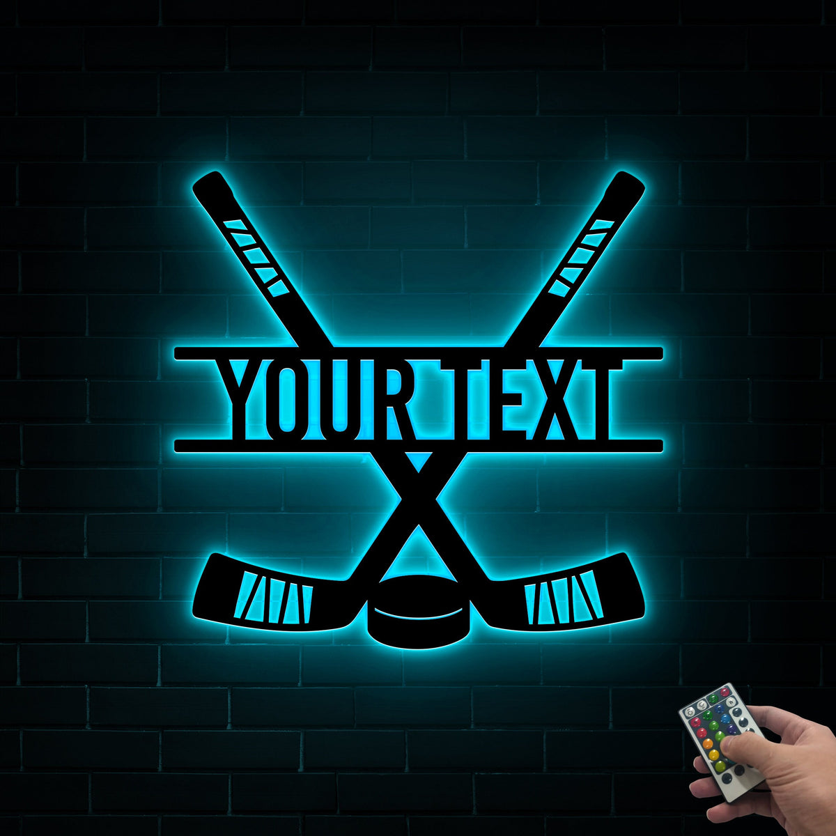 Custom Hockey Sticks Metal Sign with LED Lights, Hockey Room Decor