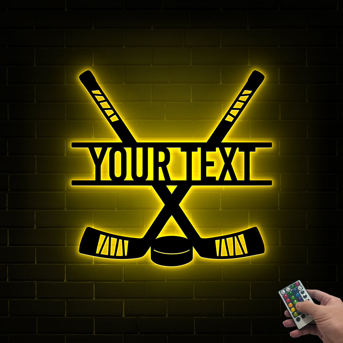 Custom Hockey Sticks Metal Sign with LED Lights, Hockey Room Decor