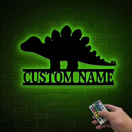 Custom Dinosaur Name Sign with LED, Nursery Decor