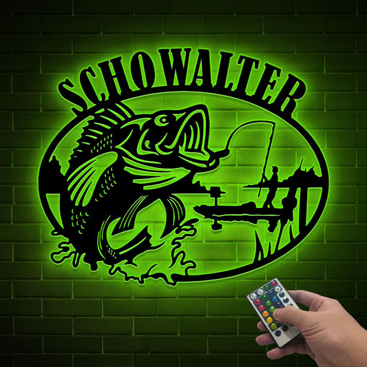 Personalized Fisherman Metal Sign with LED Lights