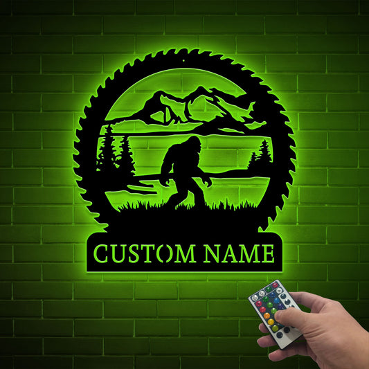 Personalized Bigfoot Metal Sign with LED, Campground Wall Art