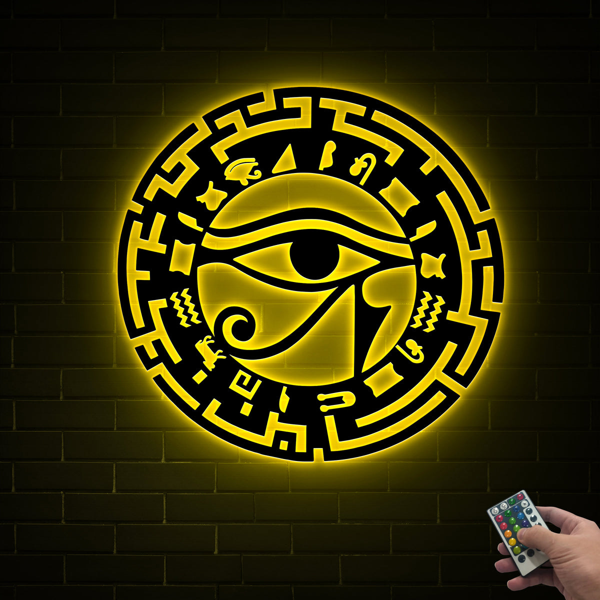 Metal Eye of Horus LED Sign, Egyptian Wall Art Decor