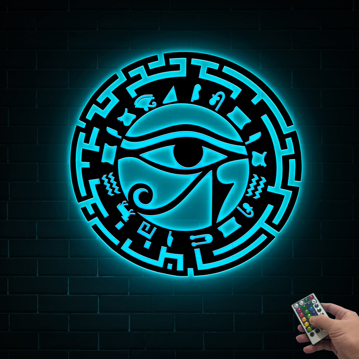 Metal Eye of Horus LED Sign, Egyptian Wall Art Decor
