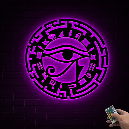 Metal Eye of Horus LED Sign, Egyptian Wall Art Decor