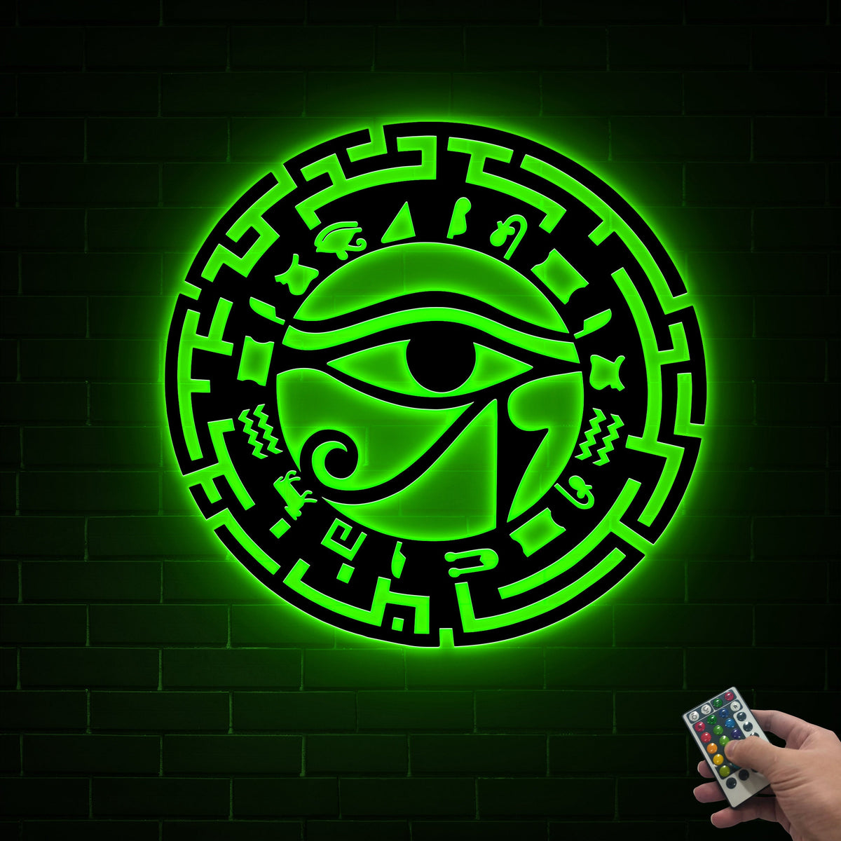 Metal Eye of Horus LED Sign, Egyptian Wall Art Decor