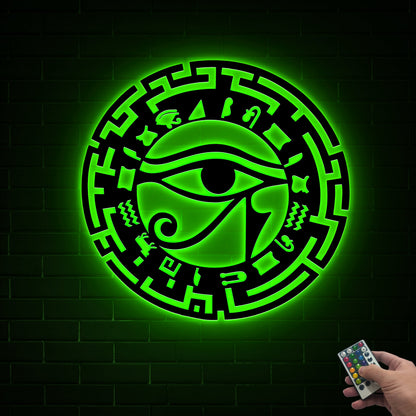 Metal Eye of Horus LED Sign, Egyptian Wall Art Decor