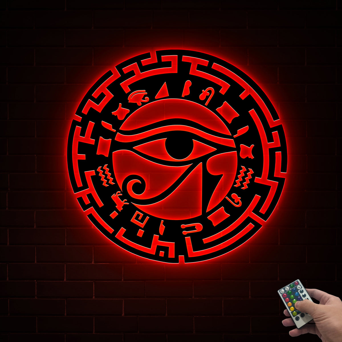 Metal Eye of Horus LED Sign, Egyptian Wall Art Decor