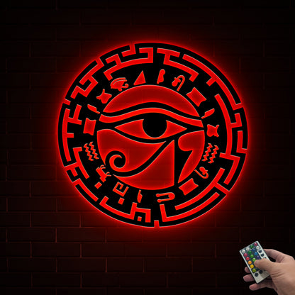 Metal Eye of Horus LED Sign, Egyptian Wall Art Decor