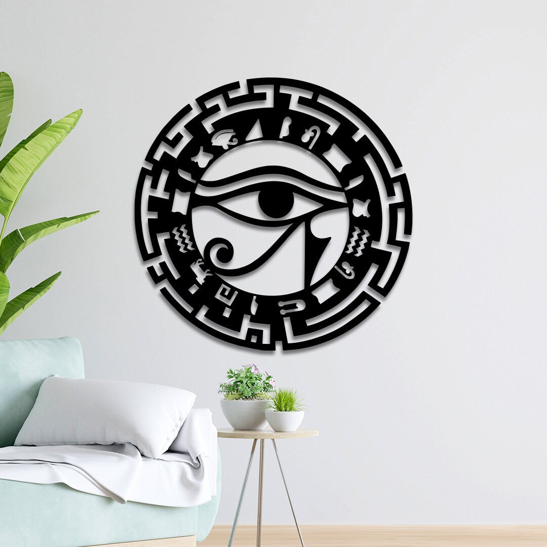 Metal Eye of Horus LED Sign, Egyptian Wall Art Decor