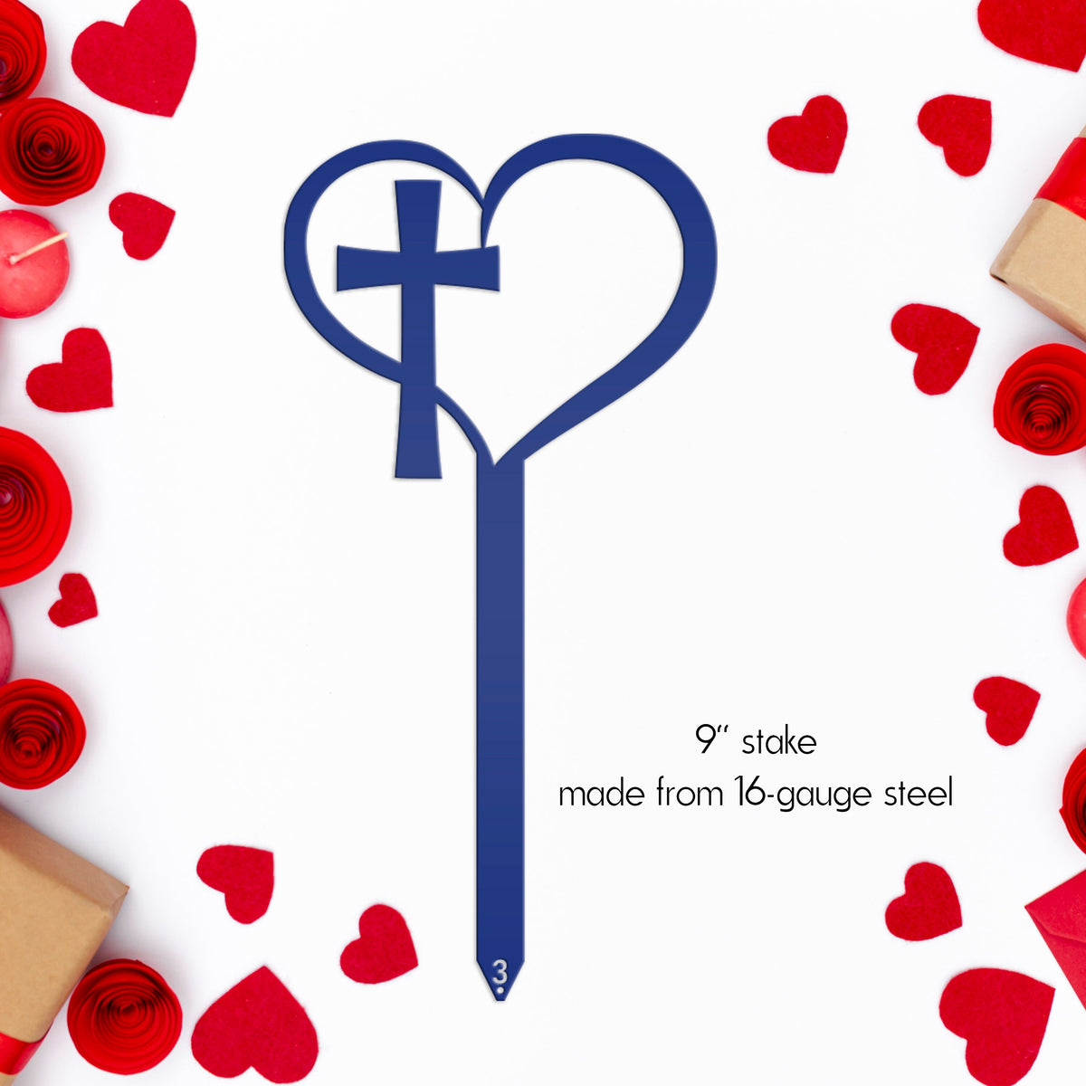 Outdoor Christian Decor Heart Cross Lawn Stake, Valentine's Day Decoration, Outdoor Garden Sign