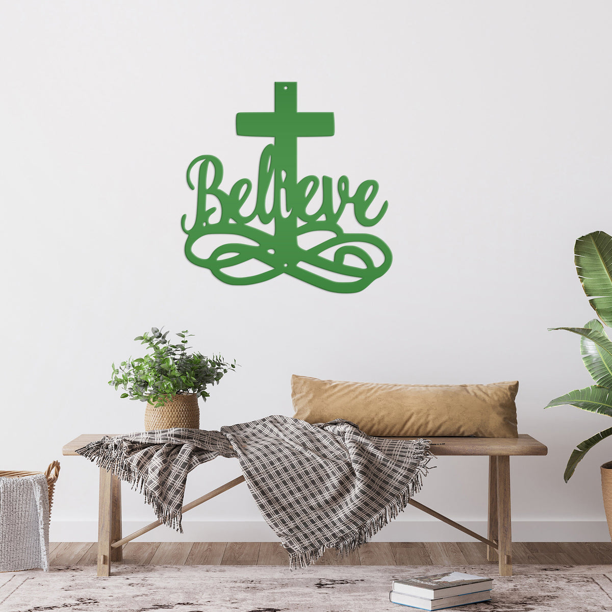 Believe Cross Metal Sign