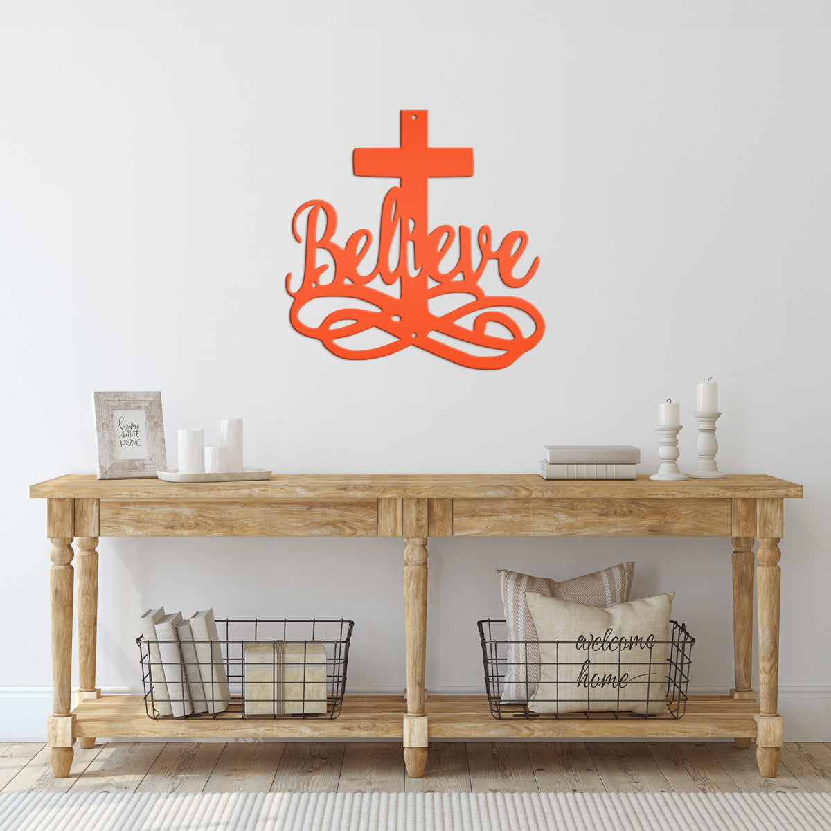 Believe Cross Metal Sign