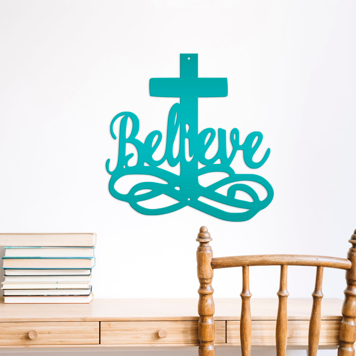 Believe Cross Metal Sign