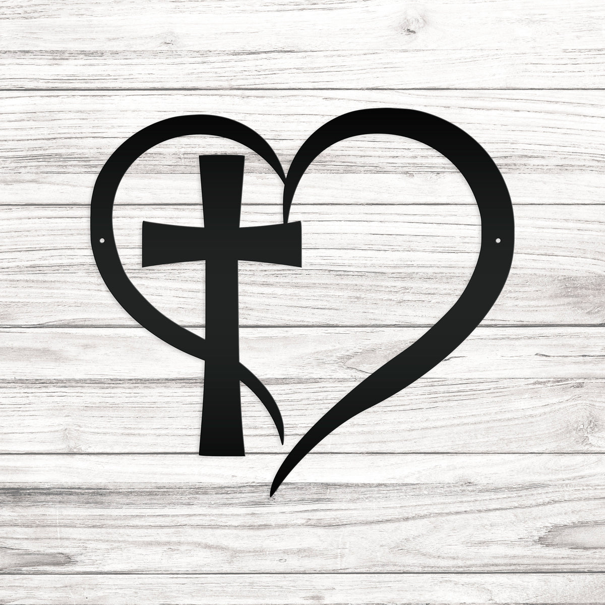 Heart with Cross Metal Sign-Christian Wall Art-Home Decor