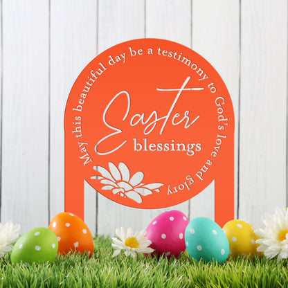 Metal Easter Blessings Metal Yard Stake - Outdoor Easter Decor