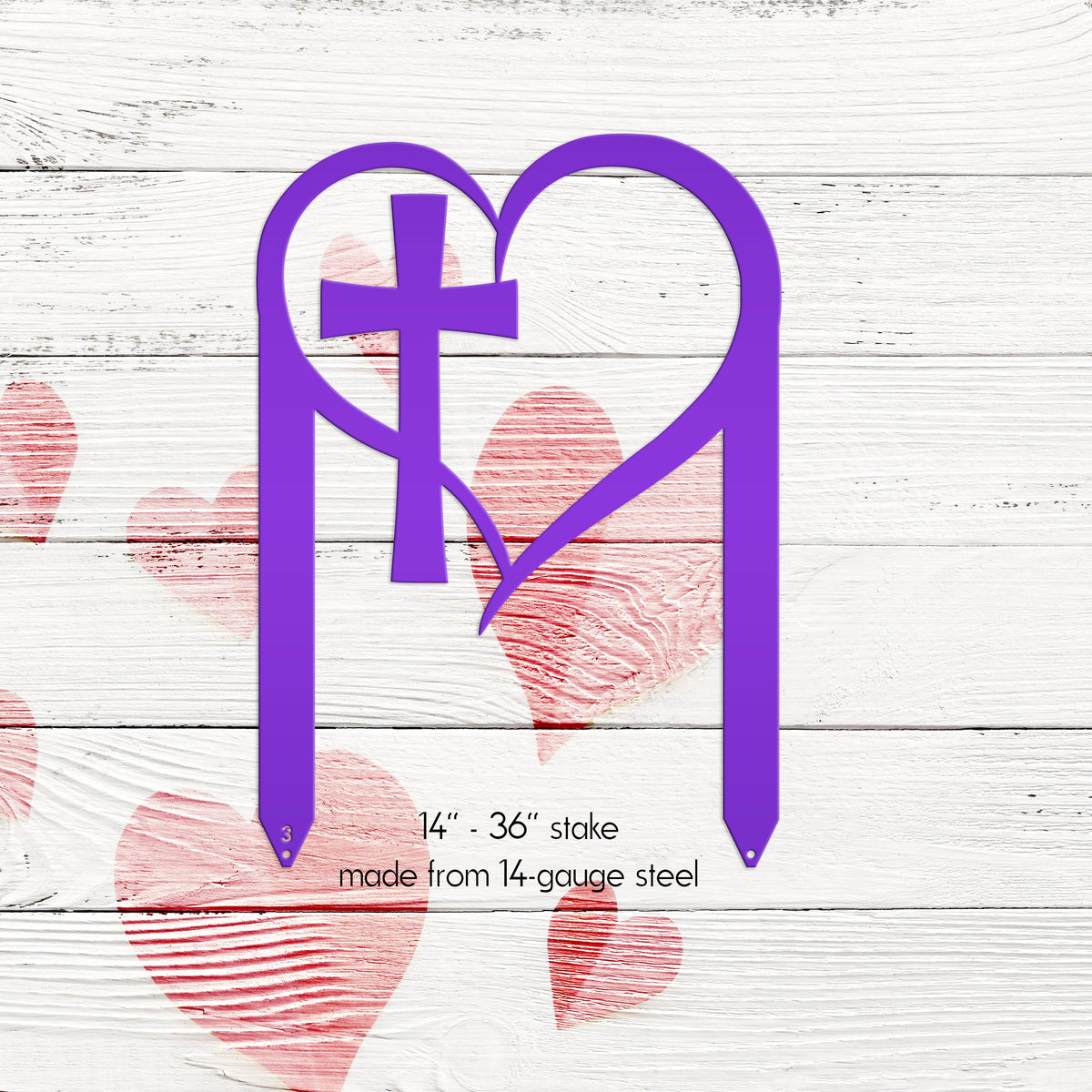 Outdoor Christian Decor Heart Cross Lawn Stake, Valentine's Day Decoration, Outdoor Garden Sign