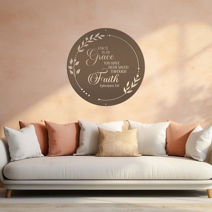 Christian Wall art Ephesians 2:8, It is by Grace you have been saved through Faith metal sign, Religious Home Decor