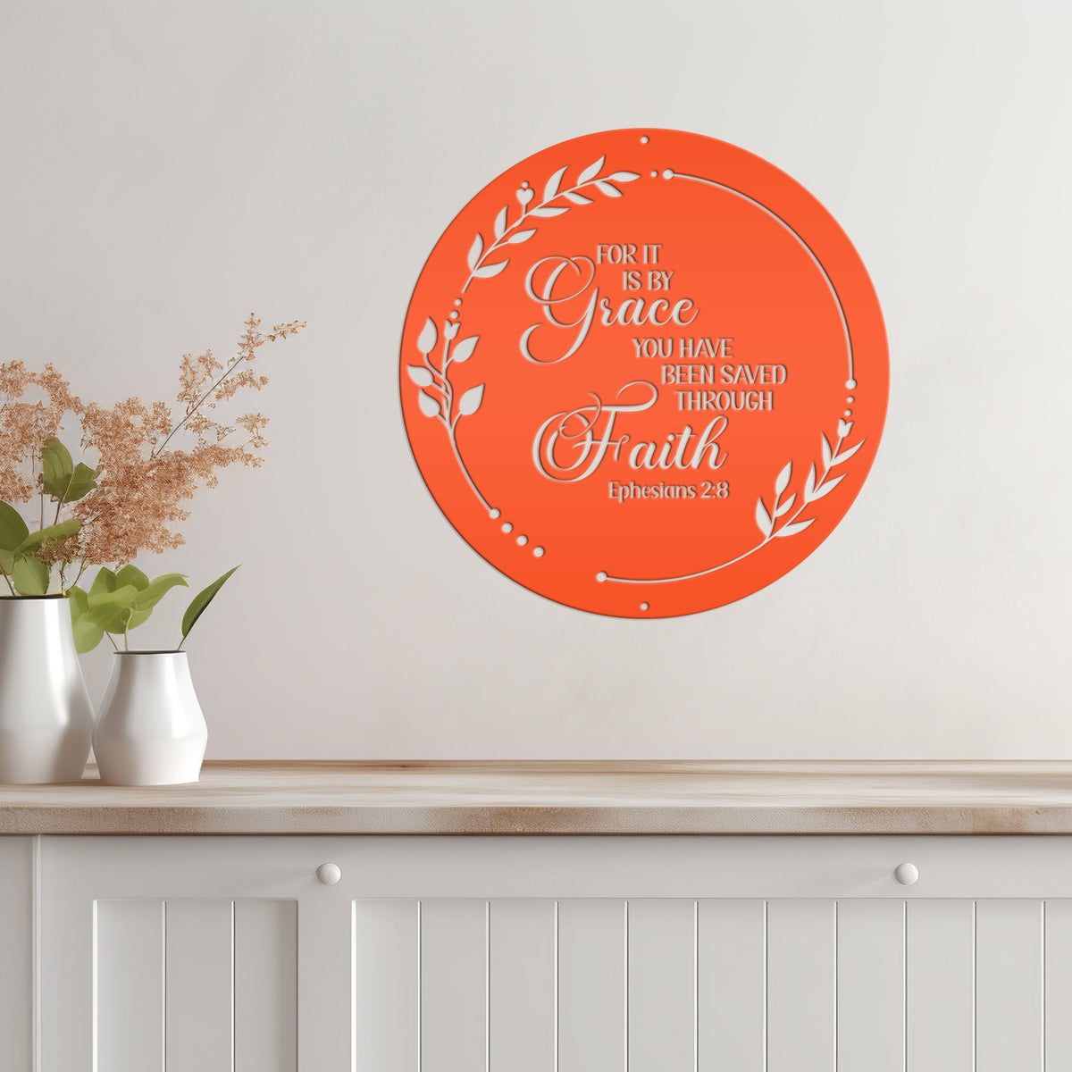 Christian Wall art Ephesians 2:8, It is by Grace you have been saved through Faith metal sign, Religious Home Decor