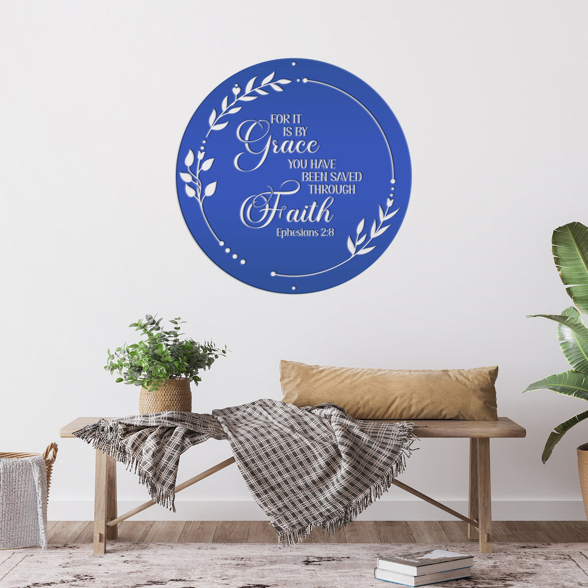 Christian Wall art Ephesians 2:8, It is by Grace you have been saved through Faith metal sign, Religious Home Decor