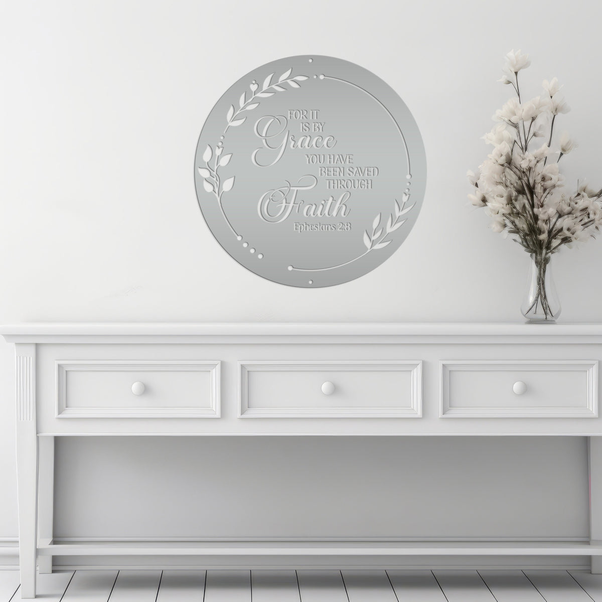 Christian Wall art Ephesians 2:8, It is by Grace you have been saved through Faith metal sign, Religious Home Decor