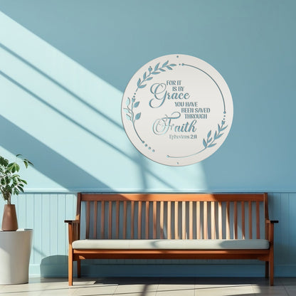 Christian Wall art Ephesians 2:8, It is by Grace you have been saved through Faith metal sign, Religious Home Decor