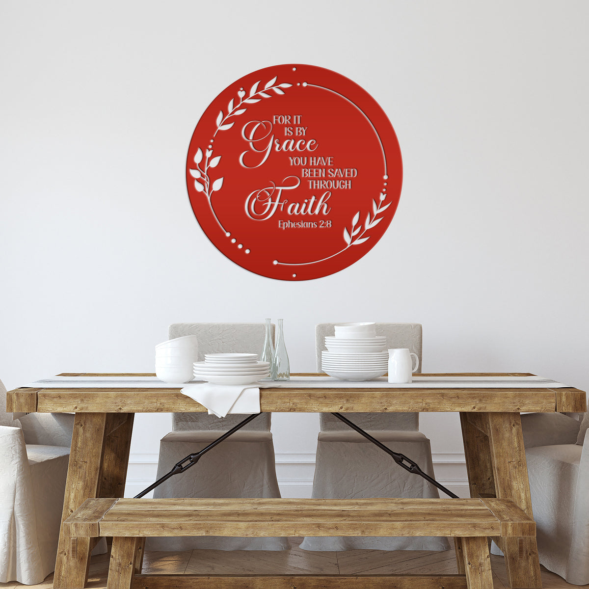 Christian Wall art Ephesians 2:8, It is by Grace you have been saved through Faith metal sign, Religious Home Decor