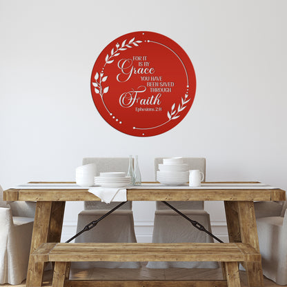 Christian Wall art Ephesians 2:8, It is by Grace you have been saved through Faith metal sign, Religious Home Decor