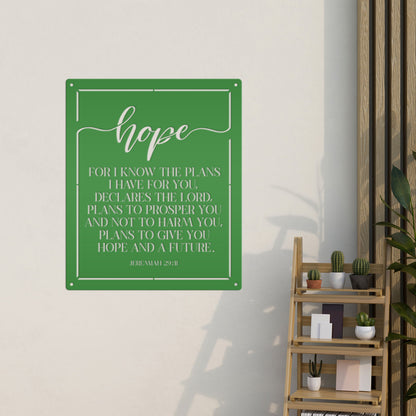 Christian Wall Decor - Inspirational Hope Bible Verse Metal Sign - Jeremiah 29:11 Wall Art