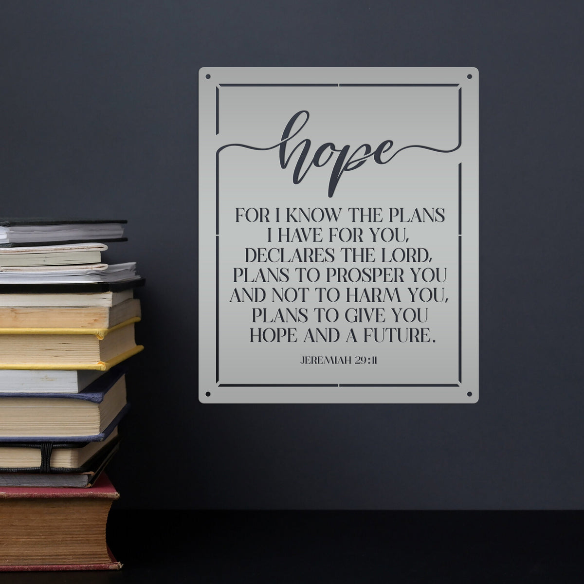 Christian Wall Decor - Inspirational Hope Bible Verse Metal Sign - Jeremiah 29:11 Wall Art