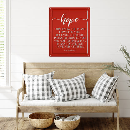Christian Wall Decor - Inspirational Hope Bible Verse Metal Sign - Jeremiah 29:11 Wall Art