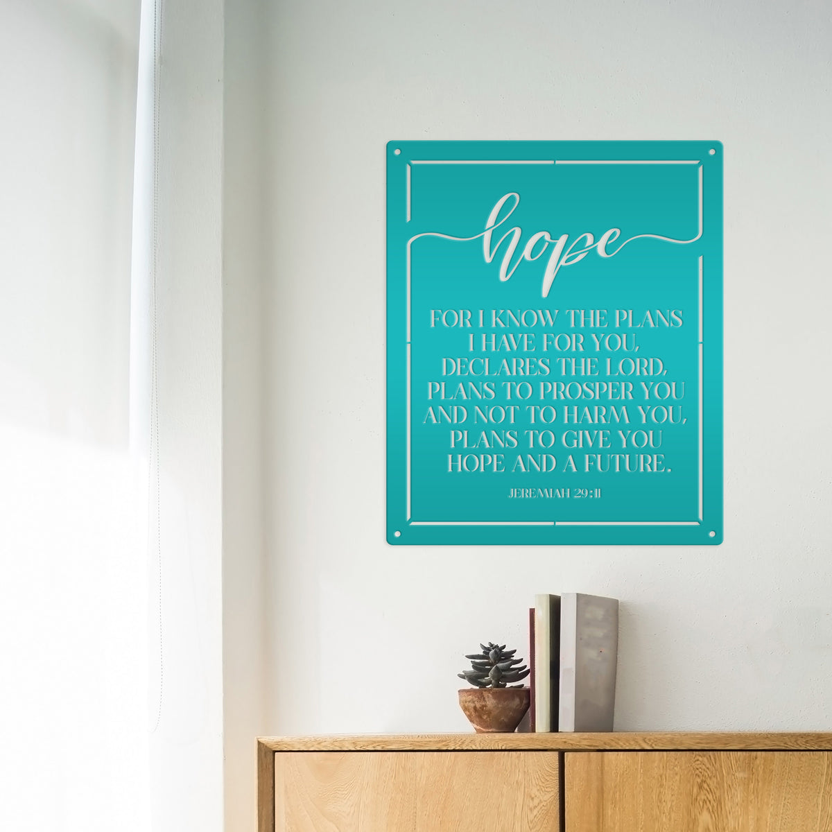 Christian Wall Decor - Inspirational Hope Bible Verse Metal Sign - Jeremiah 29:11 Wall Art