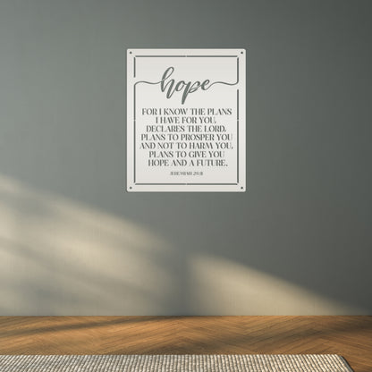 Christian Wall Decor - Inspirational Hope Bible Verse Metal Sign - Jeremiah 29:11 Wall Art