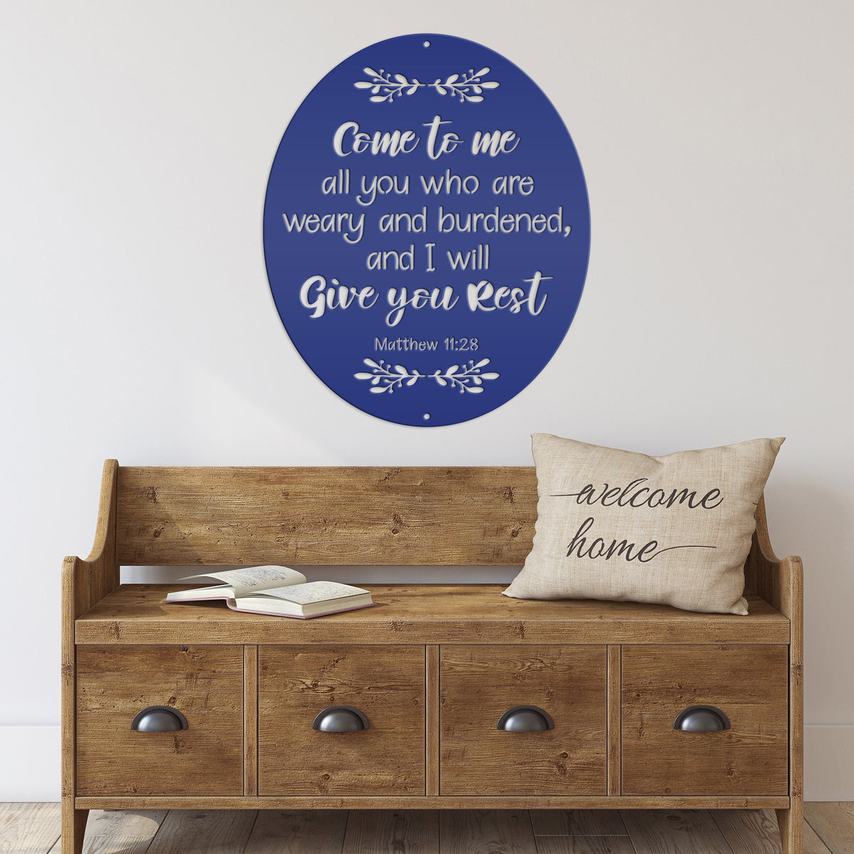 Biblical Blessings: Unique Metal Wall Hanging with Matthew Bible Verse for Christian Home Decor