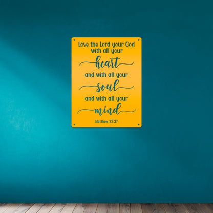Christian Bible Verse Metal Sign - Religious Home Decor - Matthew 22 - Farmhouse Wall Hanging - Inspirational Jesus Art - Christian Gifts