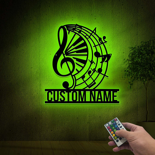 Personalized Piano Player Metal Sign, Music Room Decor with LED Lights