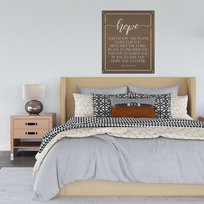 Christian Wall Decor - Inspirational Hope Bible Verse Metal Sign - Jeremiah 29:11 Wall Art