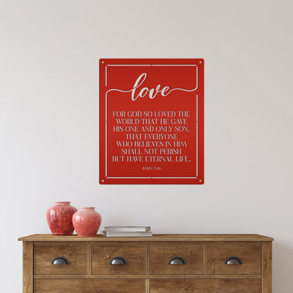 Religious Metal Wall Art with John 3:16 - Christian Home Decor - Inspirational Church Wall Hanging - Farmhouse Entryway Art - Christian Gift