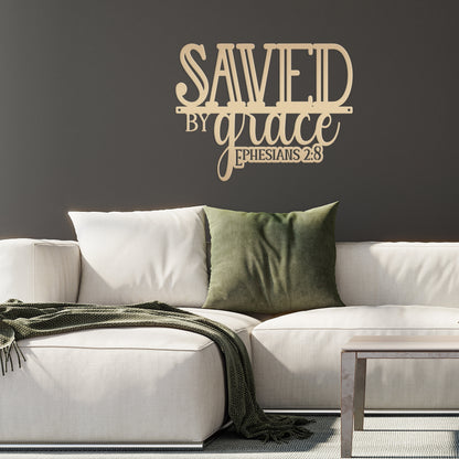 Inspirational Christian Metal Wall Art – Ephesians 2:8 Bible Verse - Cute Jesus Art - Charming Farmhouse Decor - Faith Inspired Wall Hanging