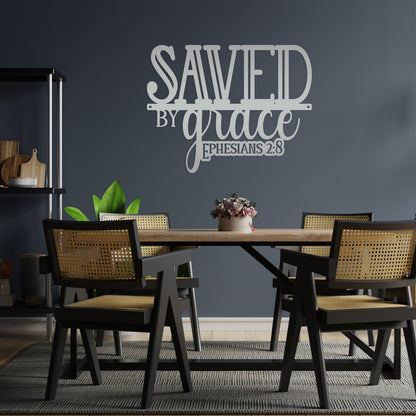 Inspirational Christian Metal Wall Art – Ephesians 2:8 Bible Verse - Cute Jesus Art - Charming Farmhouse Decor - Faith Inspired Wall Hanging