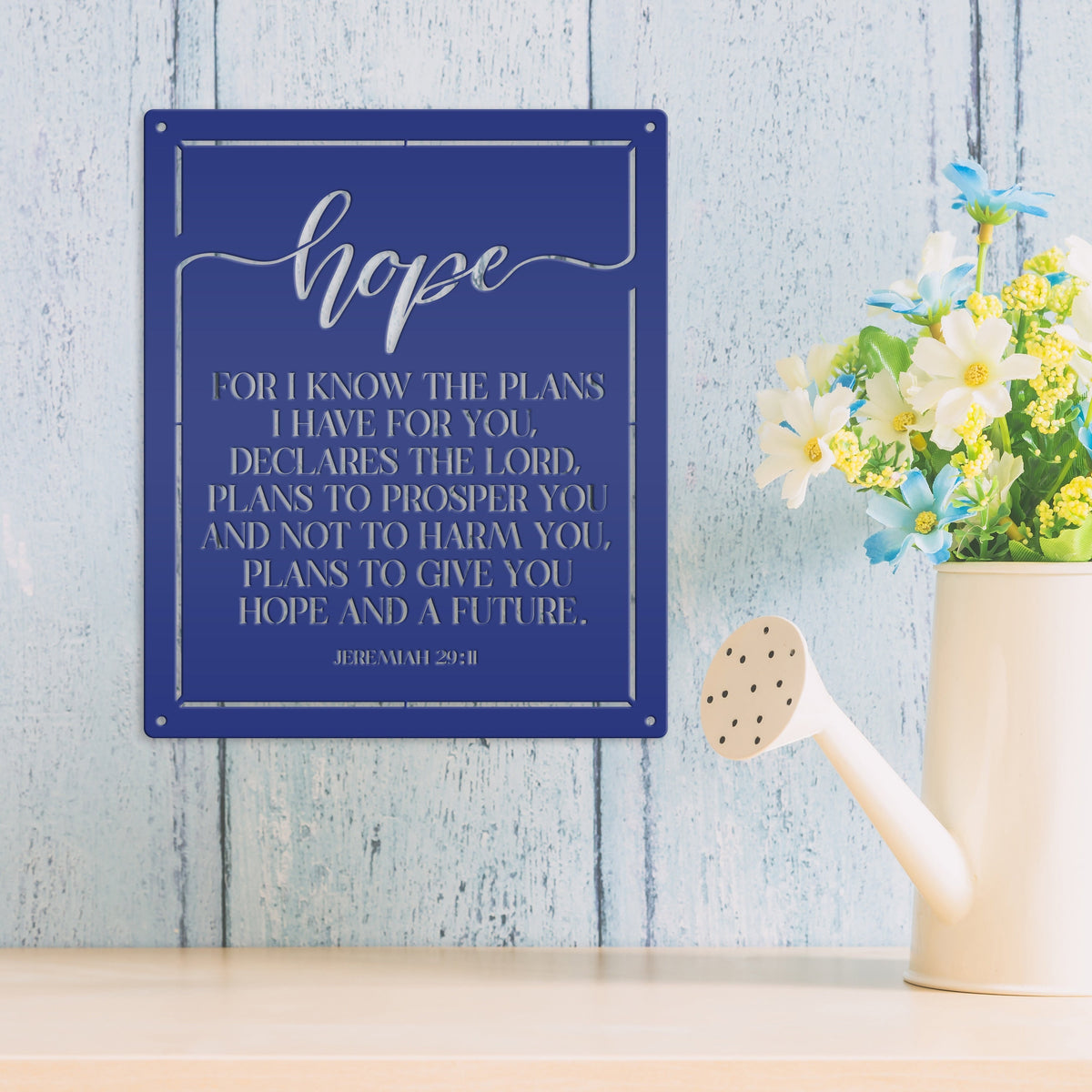 Christian Wall Decor - Inspirational Hope Bible Verse Metal Sign - Jeremiah 29:11 Wall Art