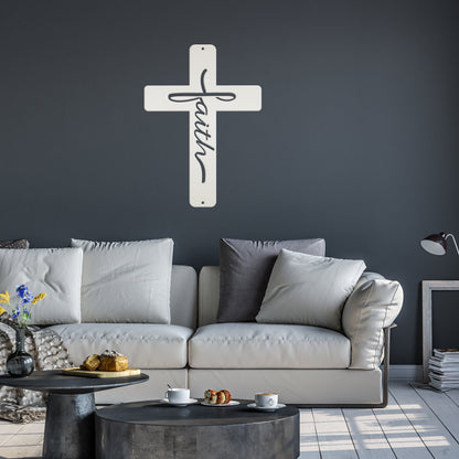 Faith Cross Metal Sign