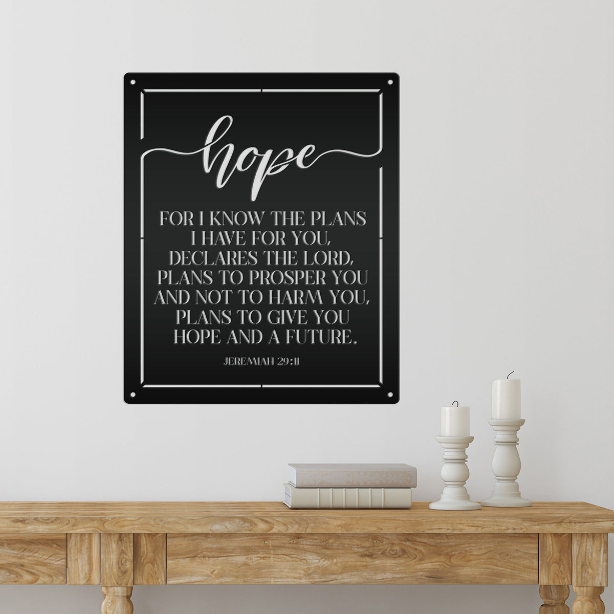 Christian Wall Decor - Inspirational Hope Bible Verse Metal Sign - Jeremiah 29:11 Wall Art