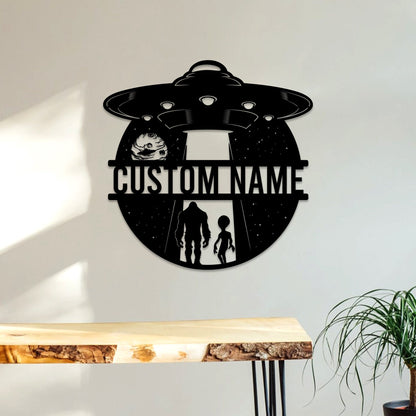 Custom Bigfoot Alien UFO Metal Sign with LED Lights