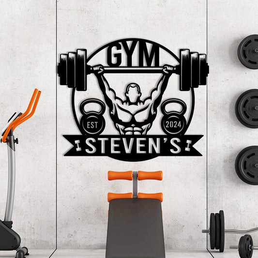 Personalized Home Gym Metal Sign, LED Lights, Workout Room Decor