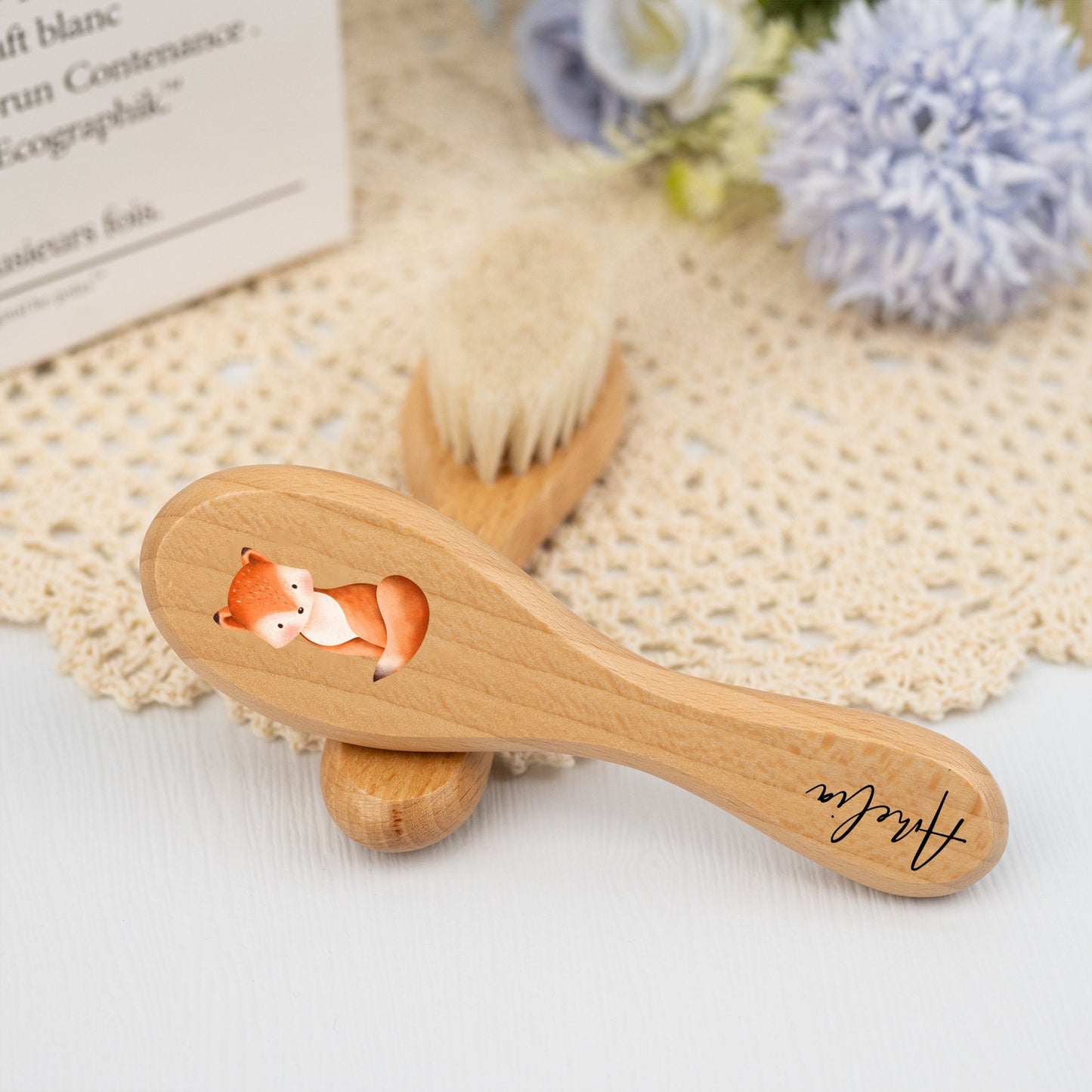Personalized Beech Wood Baby Hairbrush: Engraved Name Keepsake | DI78 | PD99