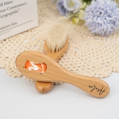 Personalized Beech Wood Baby Hairbrush: Engraved Name Keepsake | DI78 | PD99