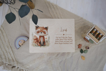 Baby Shower Gift Personalized - Memory Box Red Panda with Name, Birth or Baptism Gift Newborn Boy Girl, FSC Birch Wood Keepsake Box 2 Sizes