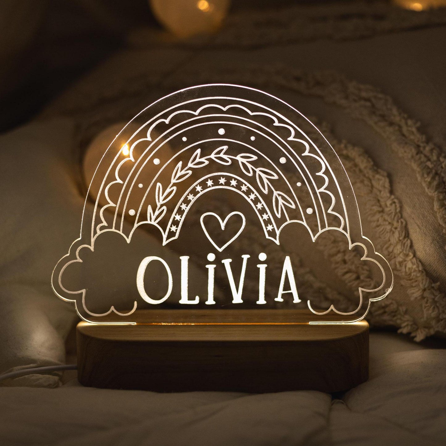 Custom Name Baby Night Light Cute Rainbow Night Light Baby Room Decor Handmade Bedroom Lamp Easter Gift For Kids First Birthday Gift